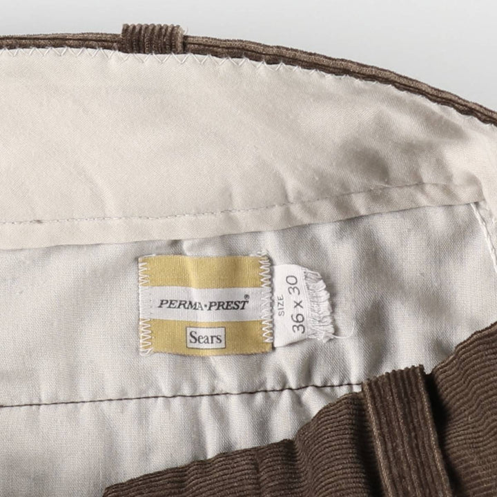 70s~80'S Sears PERMA-PREST Corduroy Pants Men's W34 Vintage unclear brown type Vintage Second Hand