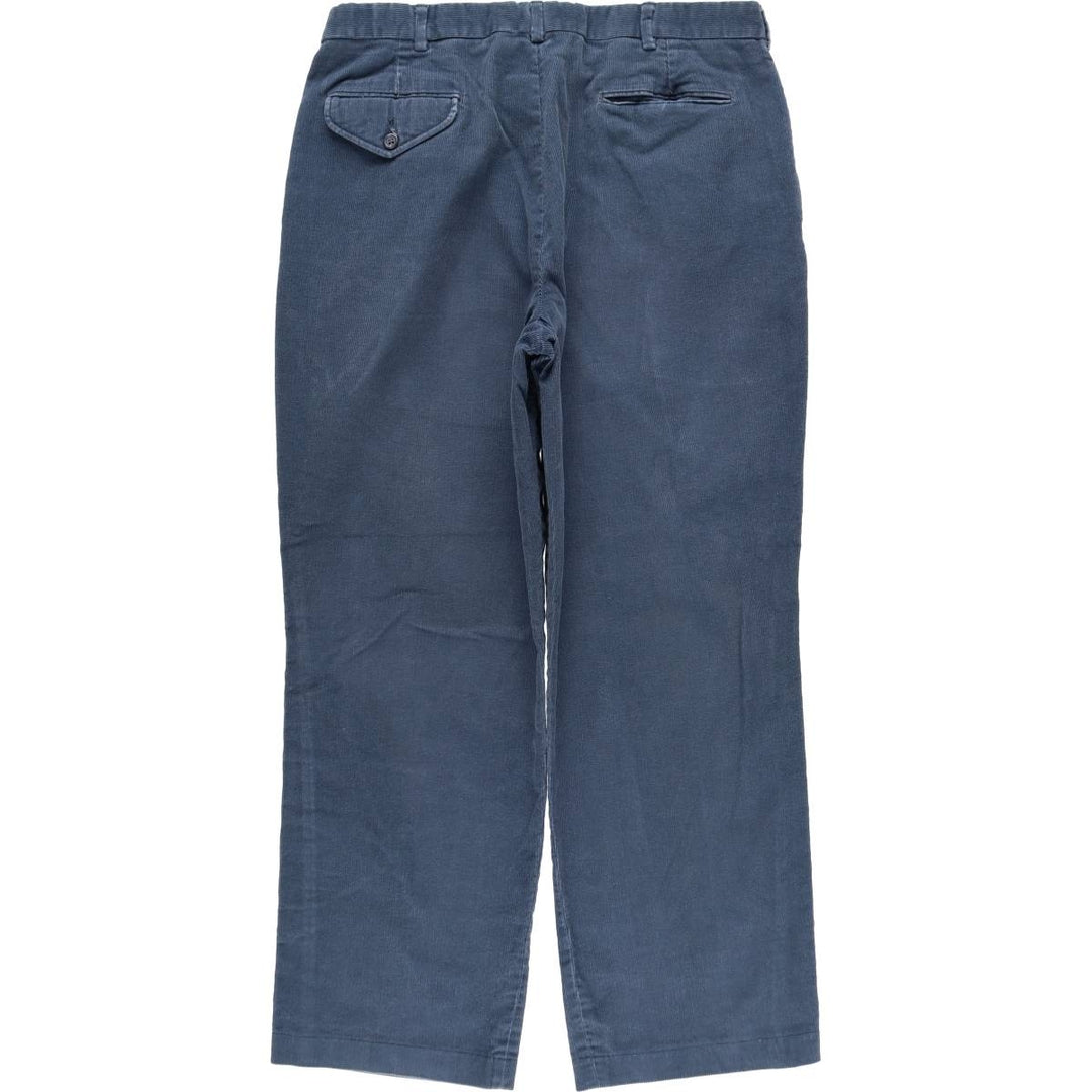 Lands' End Two-Pleat Corduroy Pants, Made in USA, Men's Size W34 (approx.), Vintage cotton navy blue type Vintage Second Hand