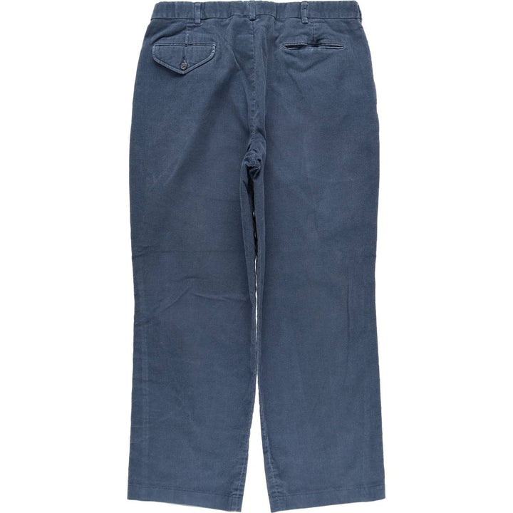 Lands' End Two-Pleat Corduroy Pants, Made in USA, Men's Size W34 (approx.), Vintage cotton navy blue type Vintage Second Hand