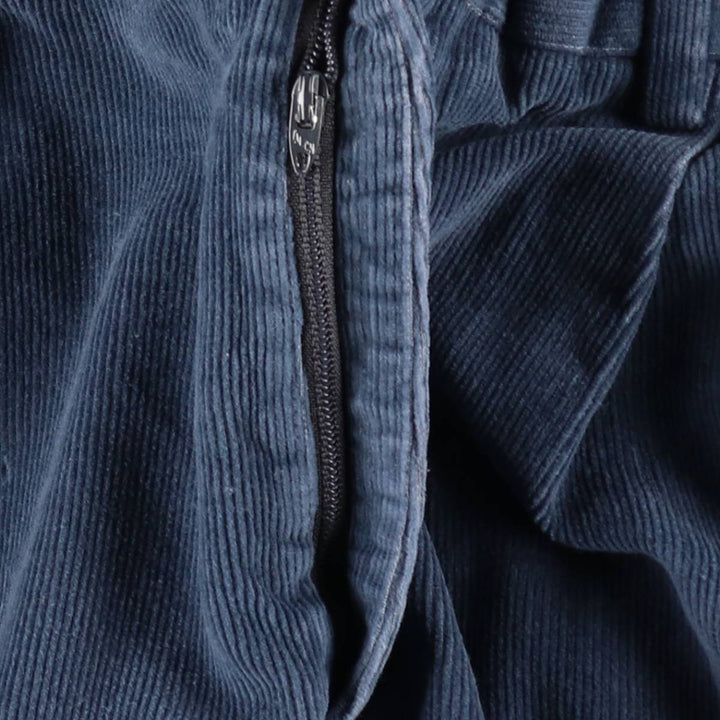 Lands' End Two-Pleat Corduroy Pants, Made in USA, Men's Size W34 (approx.), Vintage cotton navy blue type Vintage Second Hand