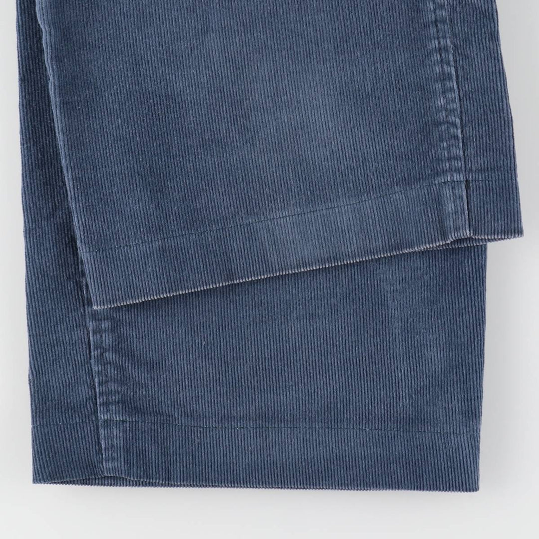 Lands' End Two-Pleat Corduroy Pants, Made in USA, Men's Size W34 (approx.), Vintage cotton navy blue type Vintage Second Hand