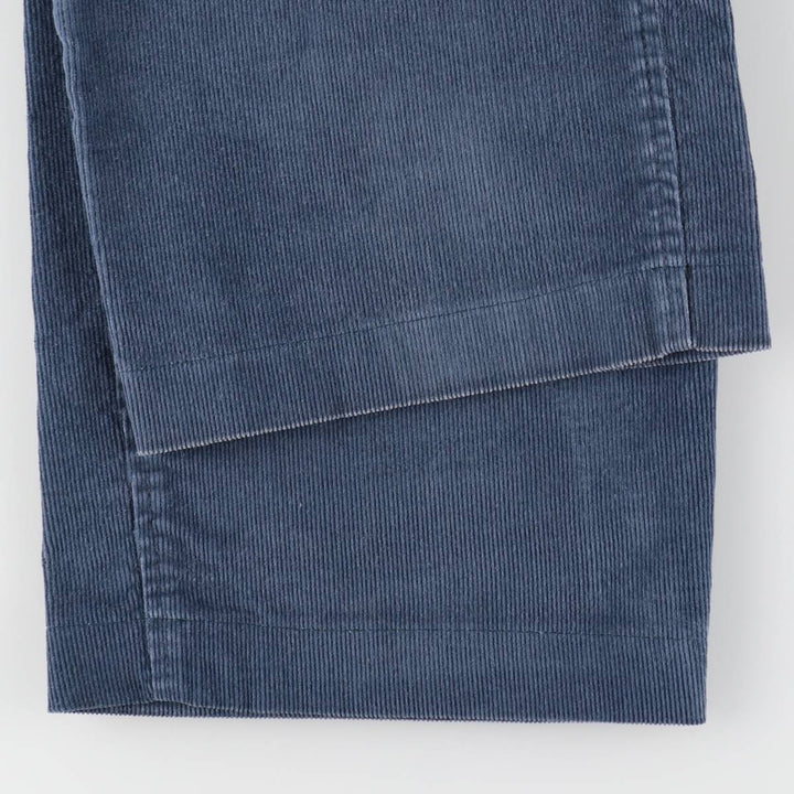 Lands' End Two-Pleat Corduroy Pants, Made in USA, Men's Size W34 (approx.), Vintage cotton navy blue type Vintage Second Hand