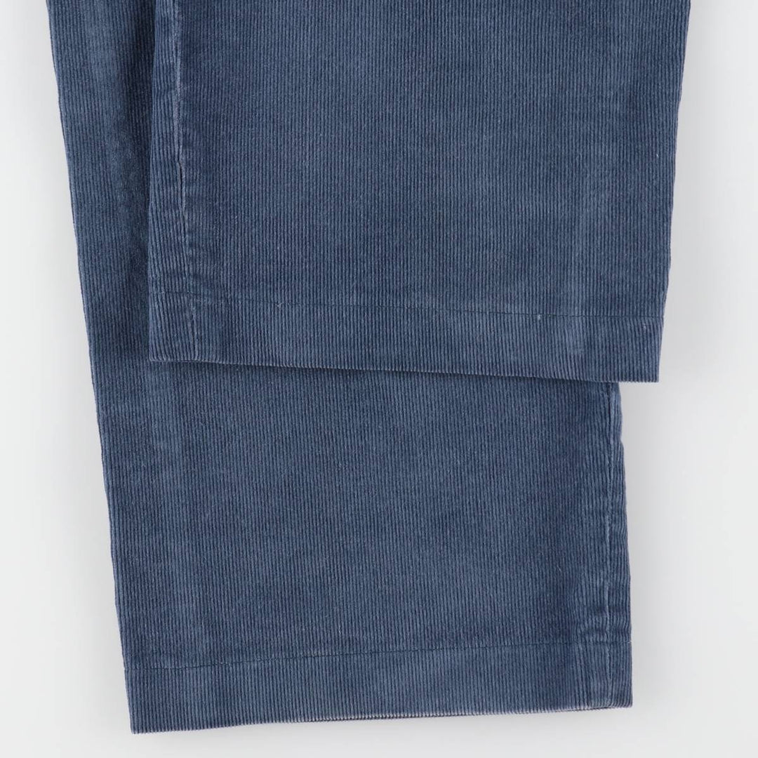 Lands' End Two-Pleat Corduroy Pants, Made in USA, Men's Size W34 (approx.), Vintage cotton navy blue type Vintage Second Hand