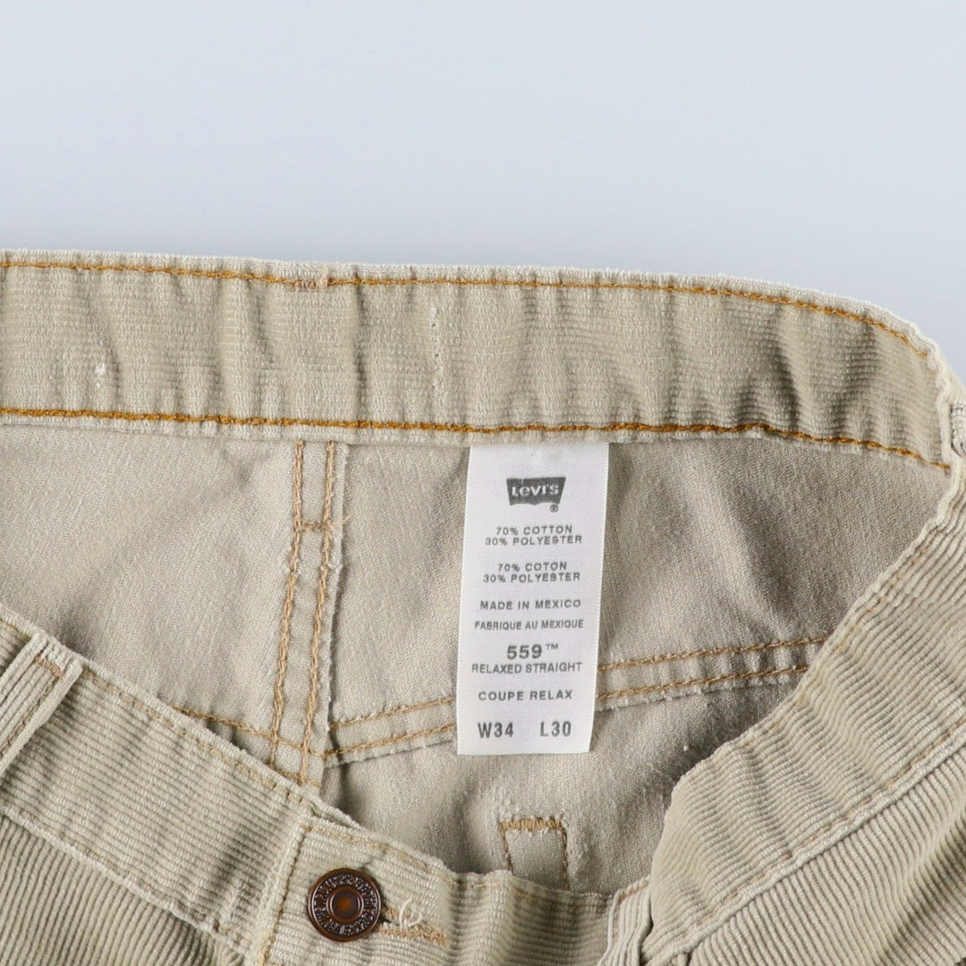 Levi's 559 Relaxed Straight Corduroy Pants, Men's Size W34 (approx.) cotton ivory Vintage Second Hand