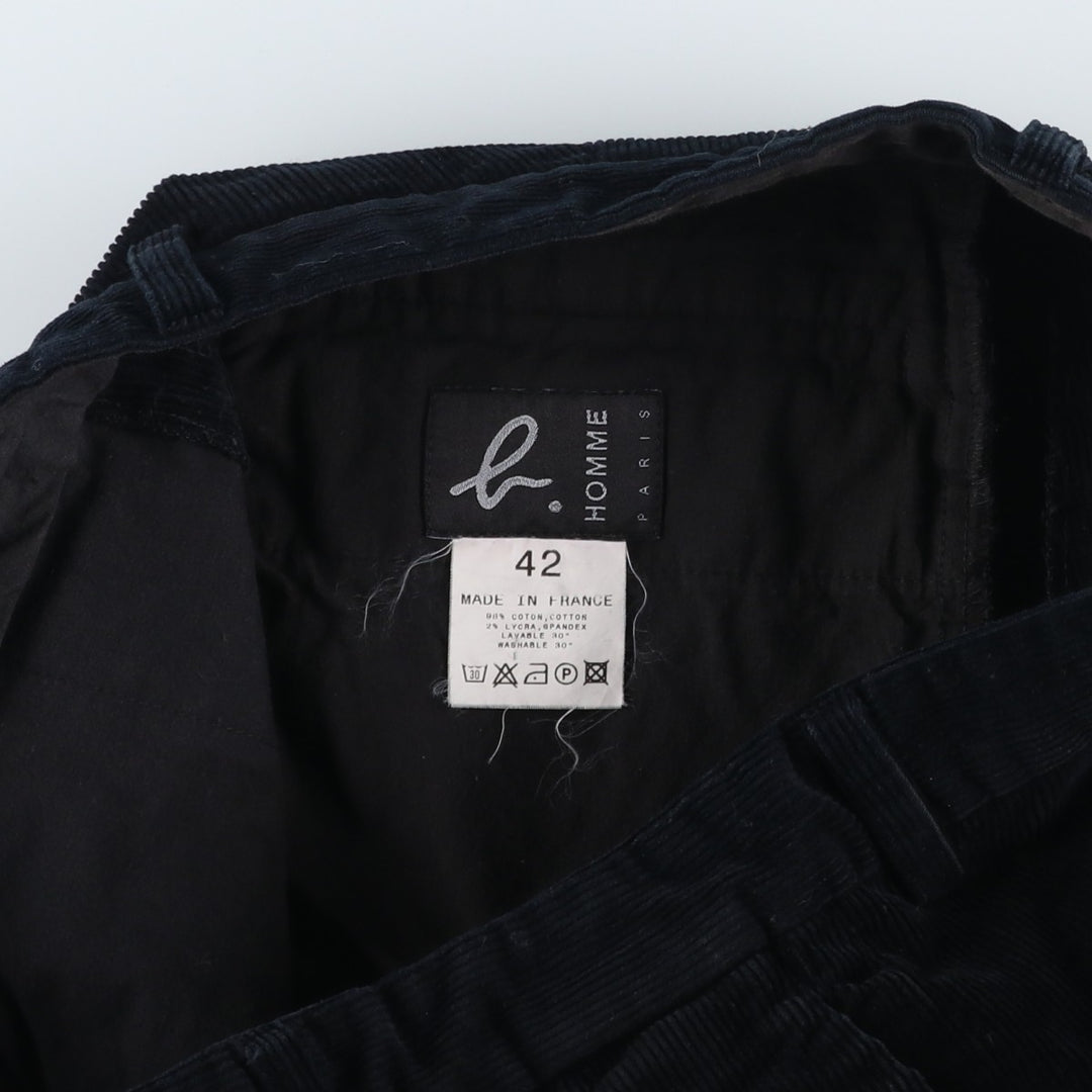 agnes b. HOMME Two-pleat corduroy pants, made in France, men's size W33 (approx.) cotton black type Vintage Second Hand