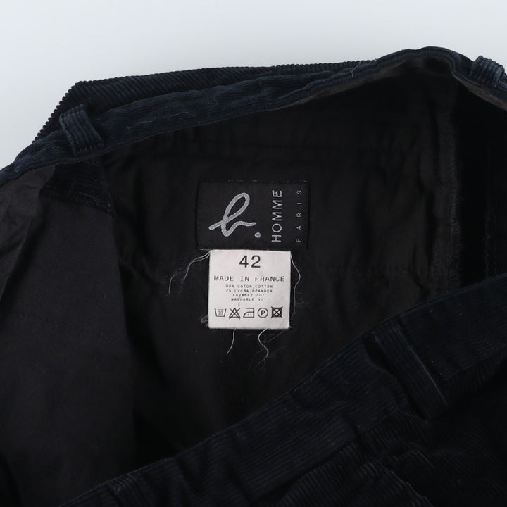 agnes b. HOMME Two-pleat corduroy pants, made in France, men's size W33 (approx.) cotton black type Vintage Second Hand