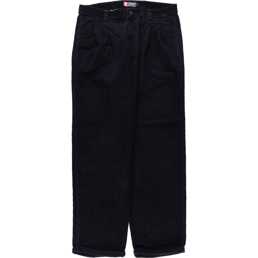 Ralph Lauren Chaps Two-pleat Corduroy Pants Men's Size 36 cotton navy blue type Vintage Second Hand