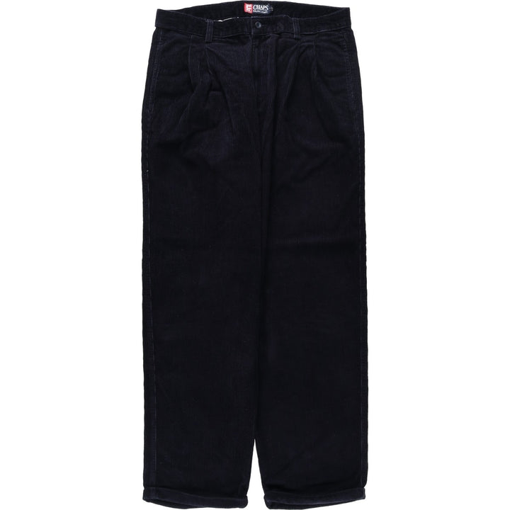Ralph Lauren Chaps Two-pleat Corduroy Pants Men's Size 36 cotton navy blue type Vintage Second Hand