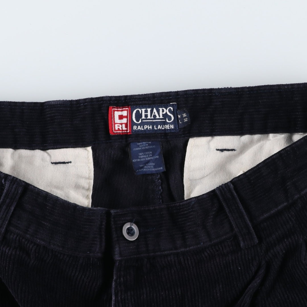 Ralph Lauren Chaps Two-pleat Corduroy Pants Men's Size 36 cotton navy blue type Vintage Second Hand