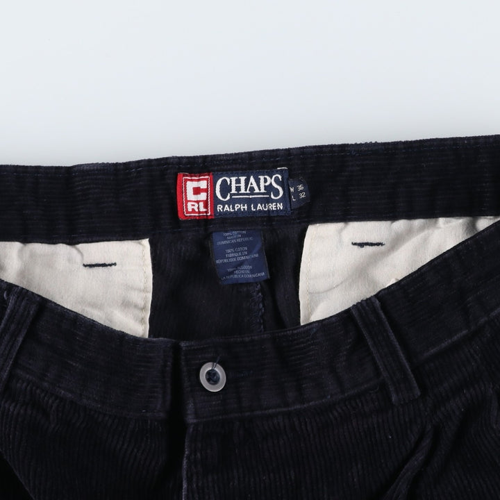 Ralph Lauren Chaps Two-pleat Corduroy Pants Men's Size 36 cotton navy blue type Vintage Second Hand