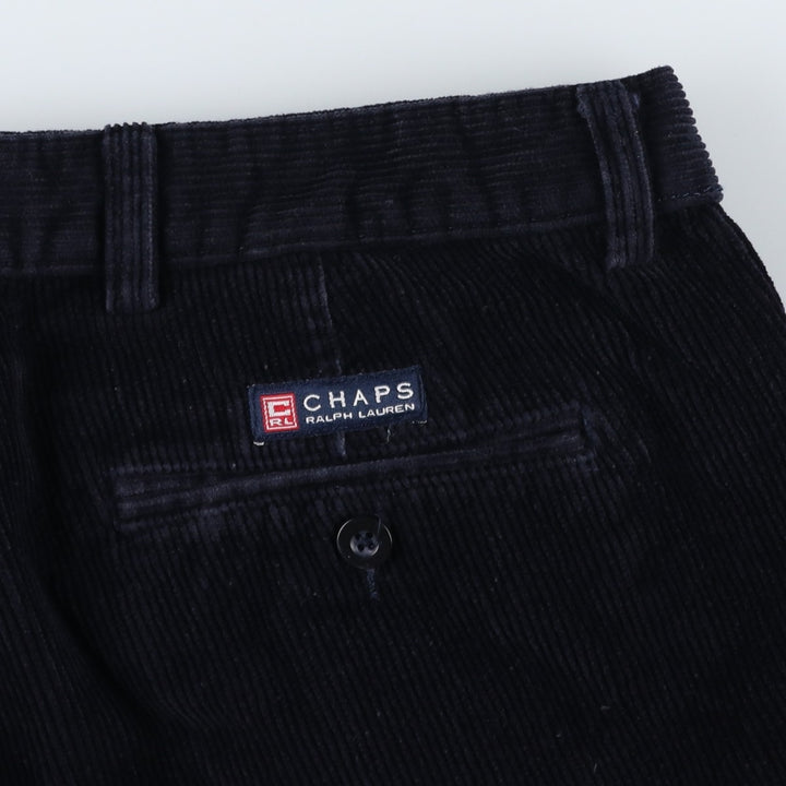 Ralph Lauren Chaps Two-pleat Corduroy Pants Men's Size 36 cotton navy blue type Vintage Second Hand