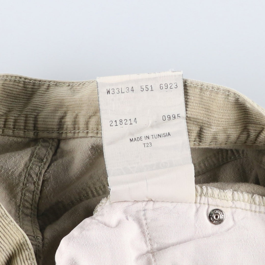 1990'S Levi's 551-6923 Corduroy Pants, Men's Size W31 (approx.), Vintage cotton Beige type Vintage Second Hand