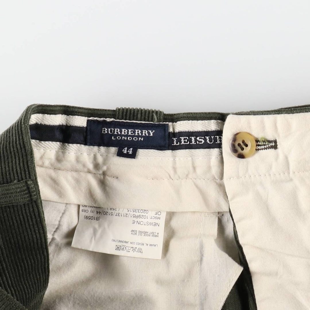 Burberry's BURBERRY LONDON one-tuck corduroy pants, men's size W33 (approx.) cotton green type Vintage Second Hand
