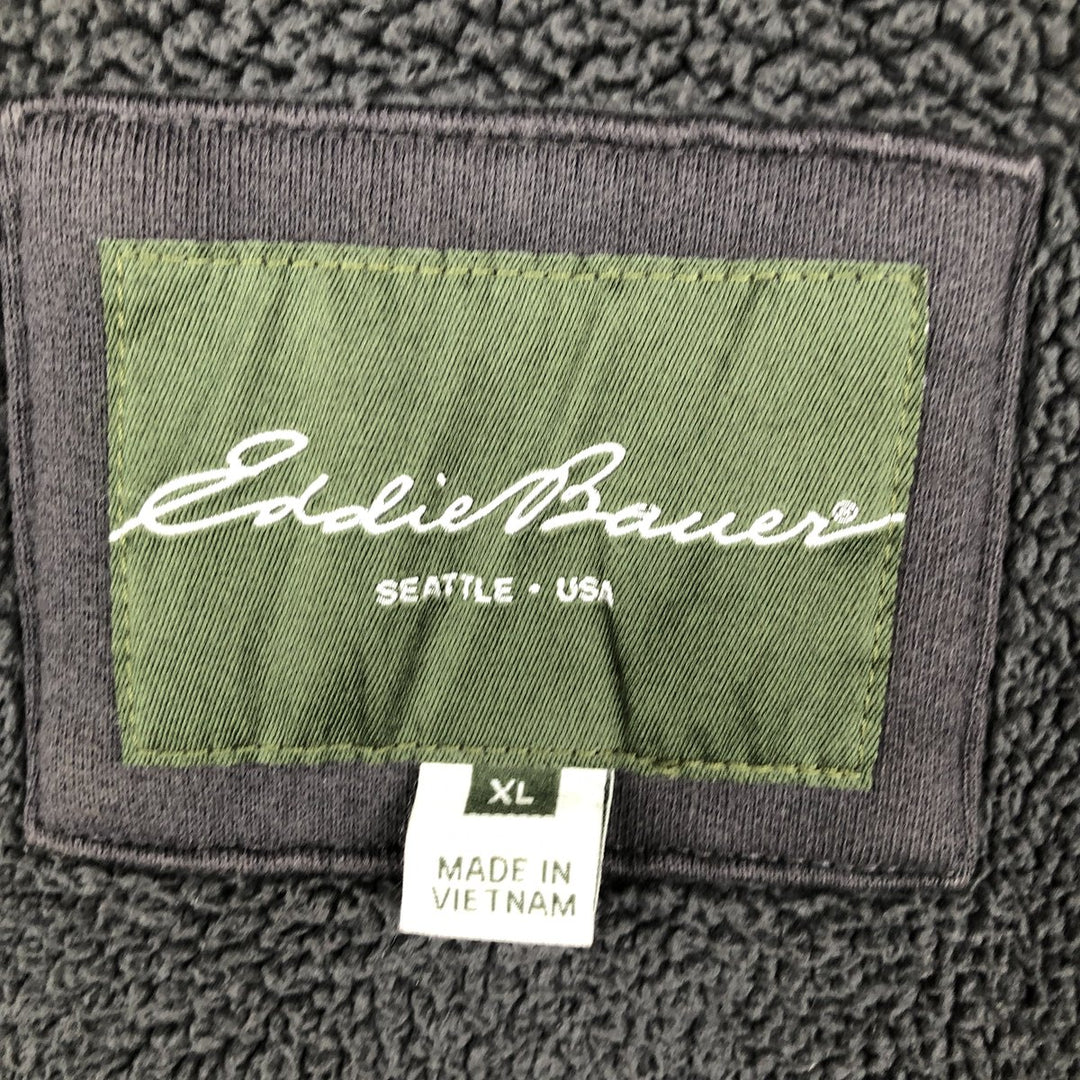 2000'S Eddie Bauer sweatshirt full-zip hoodie, men's size XL (approx.) cotton Charcoal Vintage Second Hand