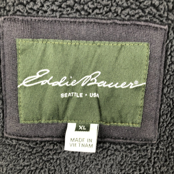 2000'S Eddie Bauer sweatshirt full-zip hoodie, men's size XL (approx.) cotton Charcoal Vintage Second Hand