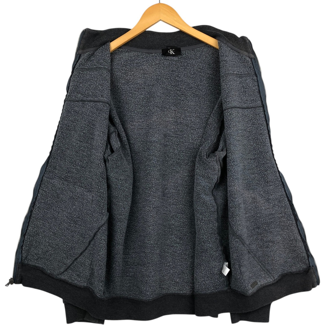 Vintage 90s-00'S Calvin Klein full-zip sweatshirt, size L, men's cotton Charcoal Vintage Second Hand