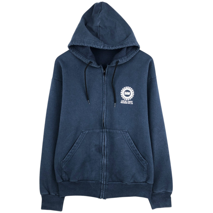90'S Union Line Full-Zip Sweatshirt Hoodie, Made in USA, Men's Size M (Equivalent), Vintage cotton navy blue type Vintage Second Hand