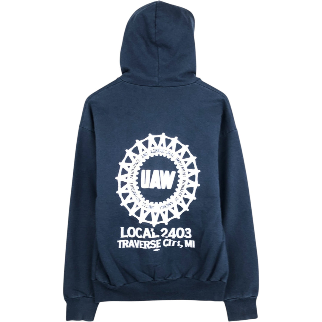 90'S Union Line Full-Zip Sweatshirt Hoodie, Made in USA, Men's Size M (Equivalent), Vintage cotton navy blue type Vintage Second Hand