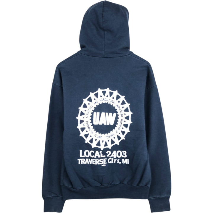 90'S Union Line Full-Zip Sweatshirt Hoodie, Made in USA, Men's Size M (Equivalent), Vintage cotton navy blue type Vintage Second Hand