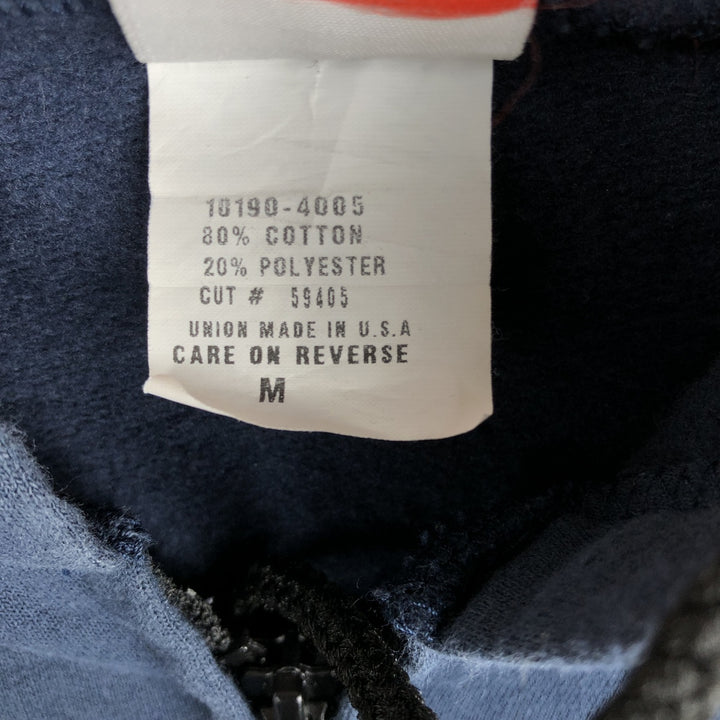 90'S Union Line Full-Zip Sweatshirt Hoodie, Made in USA, Men's Size M (Equivalent), Vintage cotton navy blue type Vintage Second Hand