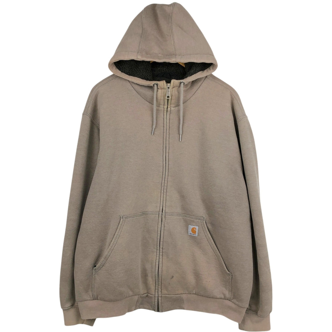 Carhartt Sweat Full Zip Hoodie Men's XL cotton Khaki type brown Vintage Second Hand