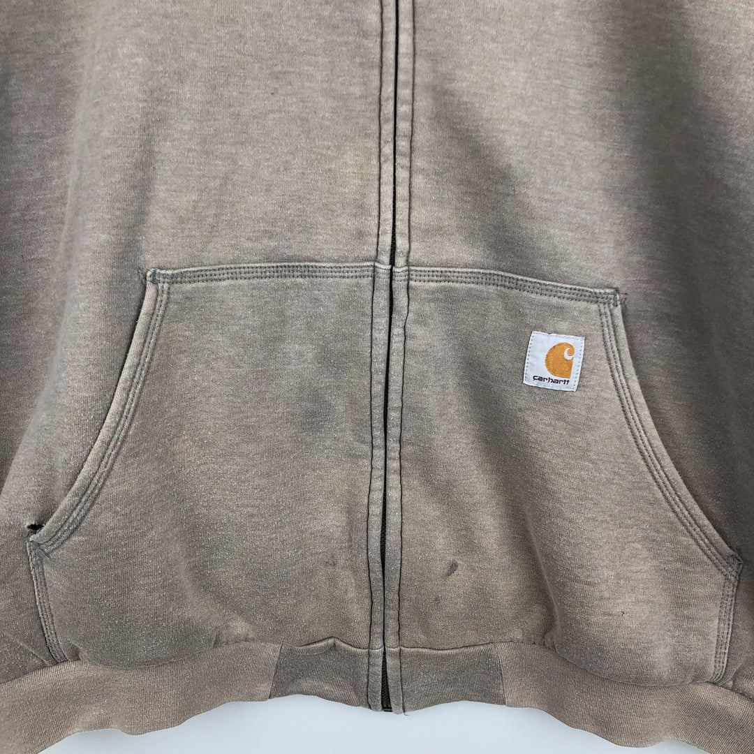 Carhartt Sweat Full Zip Hoodie Men's XL cotton Khaki type brown Vintage Second Hand