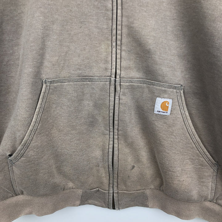 Carhartt Sweat Full Zip Hoodie Men's XL cotton Khaki type brown Vintage Second Hand
