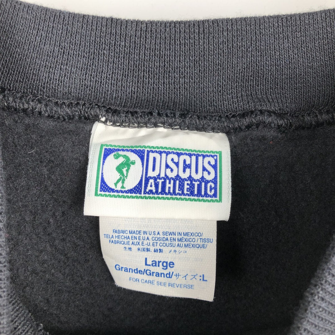 90'S Discus Athletic Plain Blank Sweatshirt, Men's Size L (approx.), Vintage cotton black type Vintage Second Hand
