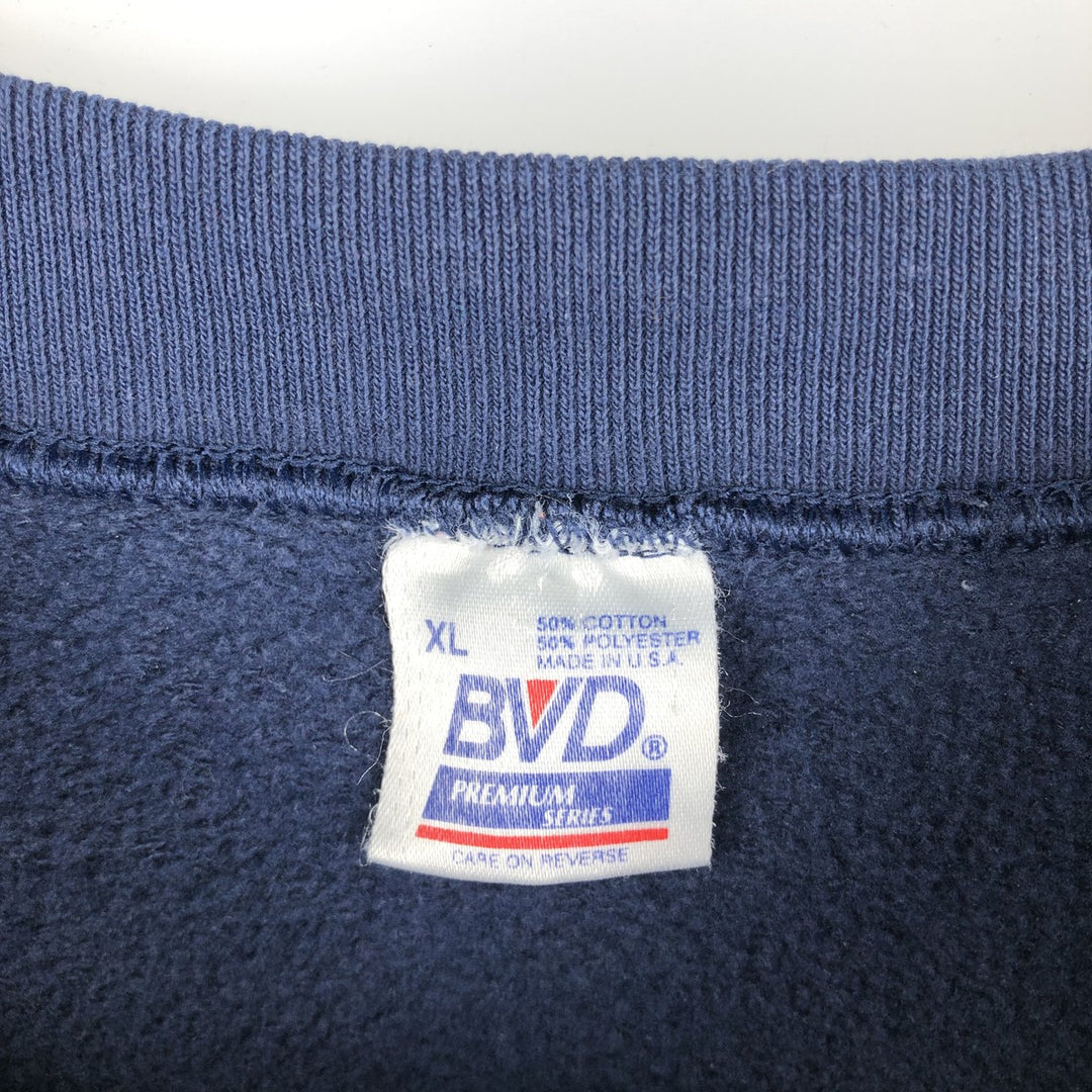 90'S BVD plain blank sweatshirt, sweatshirt, made in USA, men's XL size, vintage cotton navy blue type Vintage Second Hand