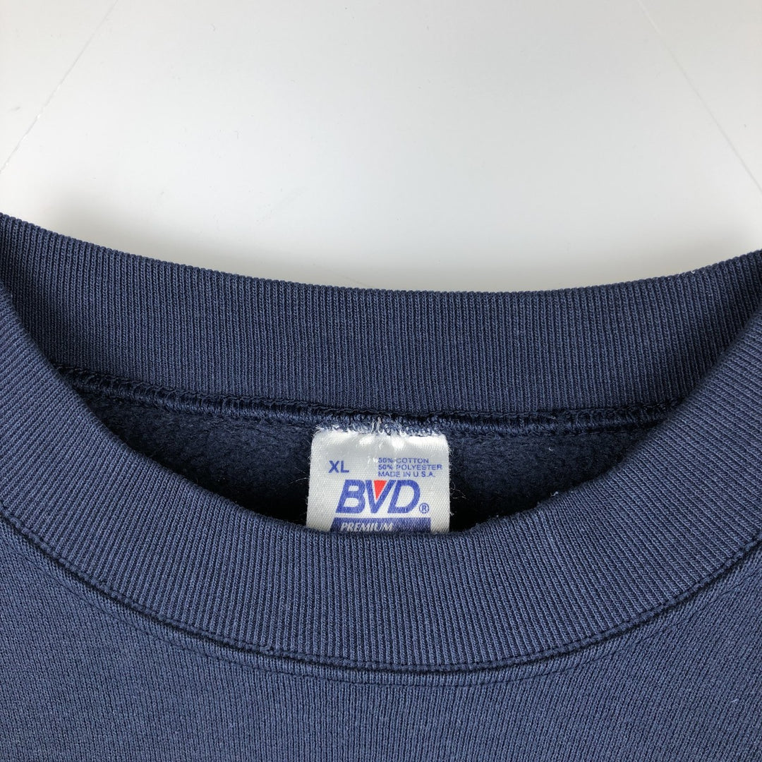 90'S BVD plain blank sweatshirt, sweatshirt, made in USA, men's XL size, vintage cotton navy blue type Vintage Second Hand