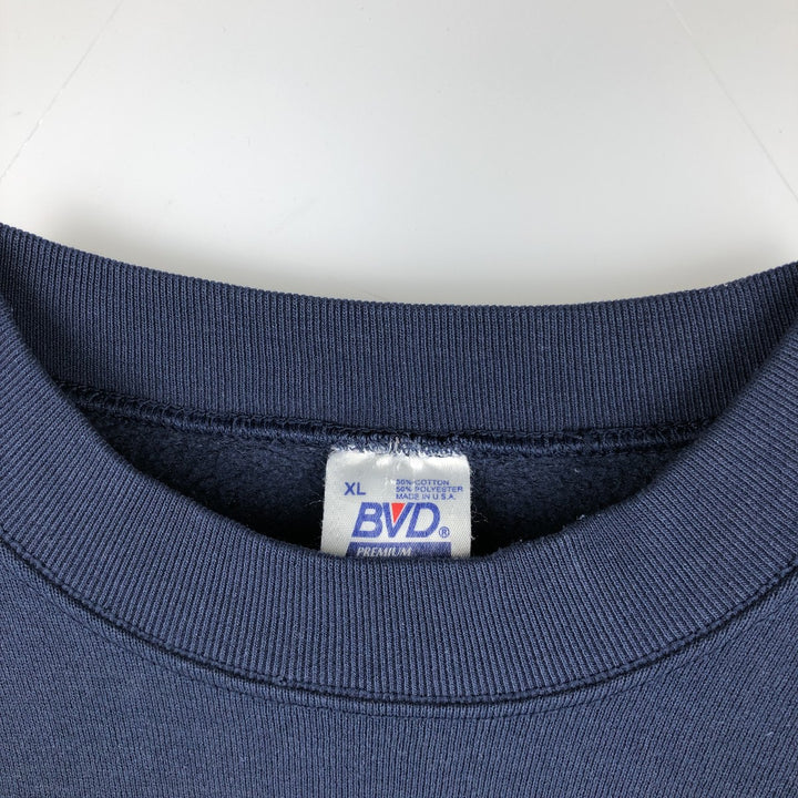 90'S BVD plain blank sweatshirt, sweatshirt, made in USA, men's XL size, vintage cotton navy blue type Vintage Second Hand