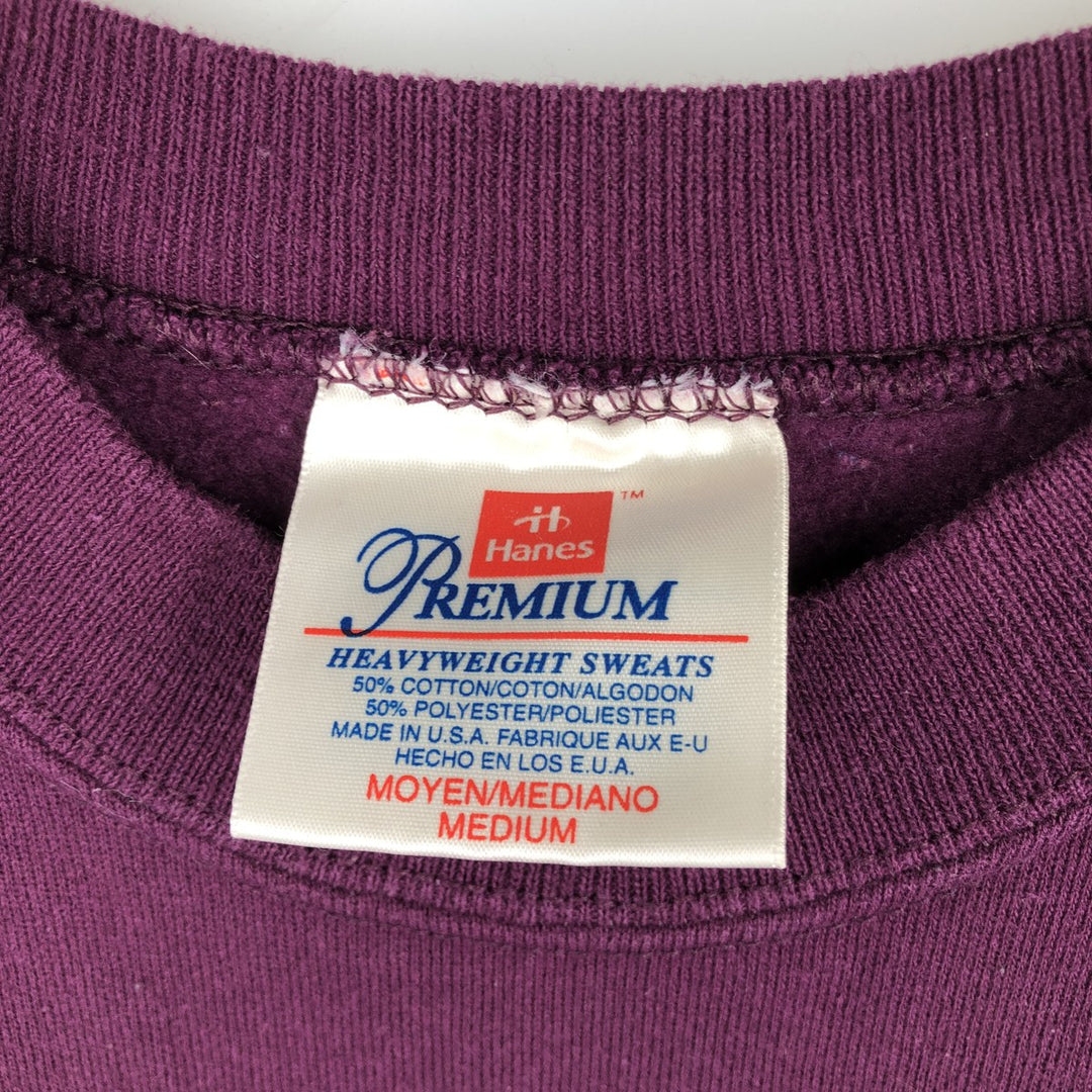 90'S Hanes PREMIUM Plain Blank Sweatshirt, Made in USA, Men's Size M (Equivalent), Vintage cotton purple type Vintage Second Hand