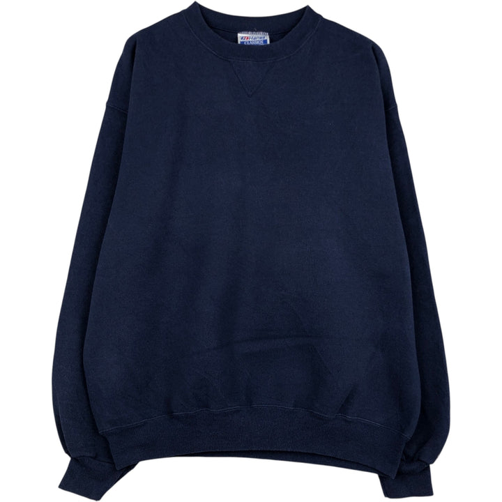 1980'S Hanes Classics Plain Blank Sweatshirt, Made in USA, Men's XL equivalent, Vintage cotton navy blue type Vintage Second Hand