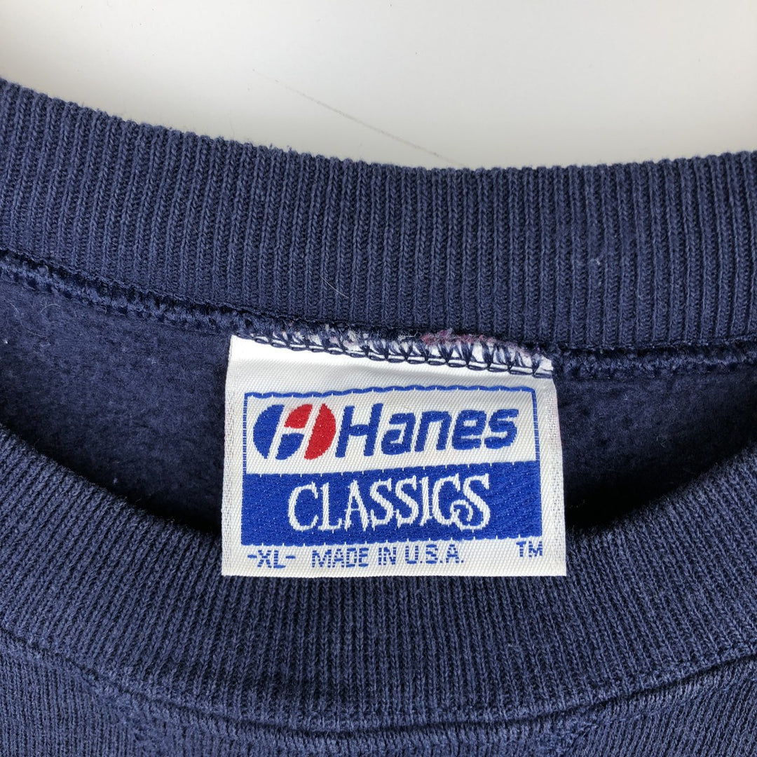 1980'S Hanes Classics Plain Blank Sweatshirt, Made in USA, Men's XL equivalent, Vintage cotton navy blue type Vintage Second Hand