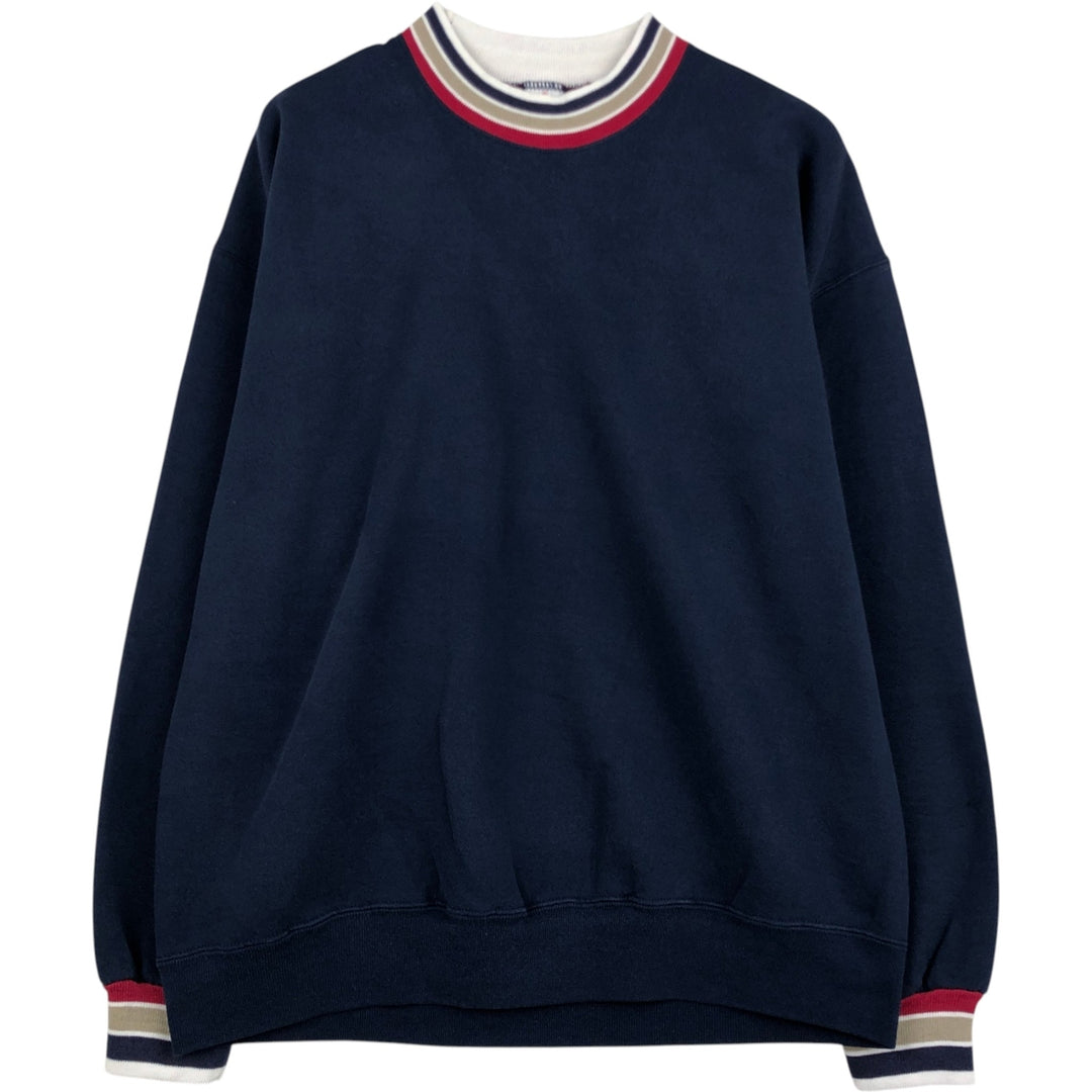 80s-90'S Jerzees SUPER SWEATS Plain Blank Sweatshirt, Made in USA, Men's XL equivalent, Vintage cotton navy blue type Vintage Second Hand