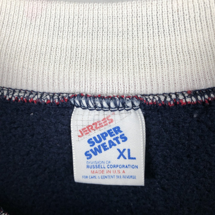 80s-90'S Jerzees SUPER SWEATS Plain Blank Sweatshirt, Made in USA, Men's XL equivalent, Vintage cotton navy blue type Vintage Second Hand