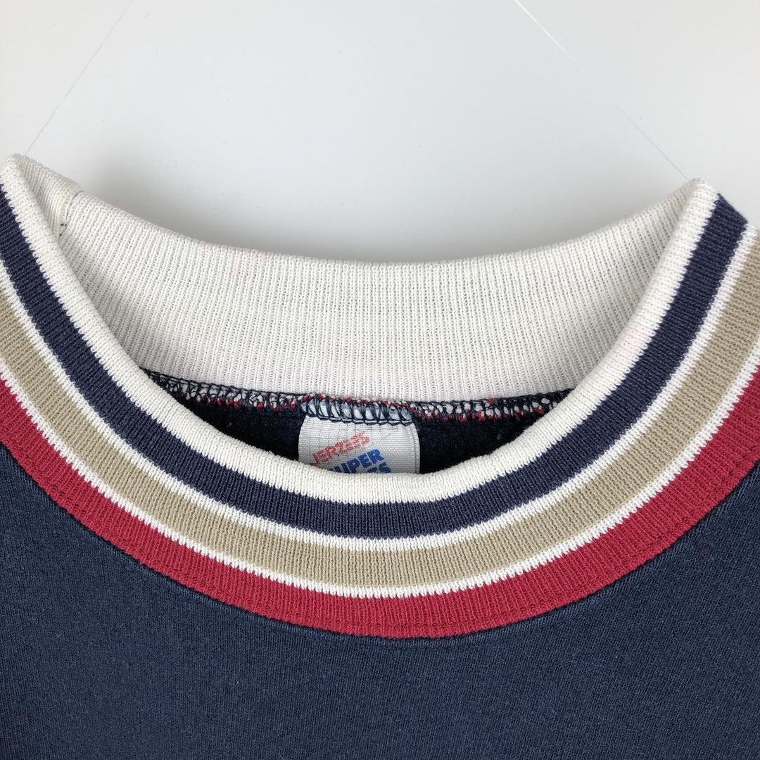 80s-90'S Jerzees SUPER SWEATS Plain Blank Sweatshirt, Made in USA, Men's XL equivalent, Vintage cotton navy blue type Vintage Second Hand