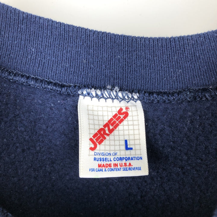 80s-90'S Jerzees Plain Blank Sweatshirt Trainer Made in USA Men's Size L Vintage cotton navy blue type Vintage Second Hand