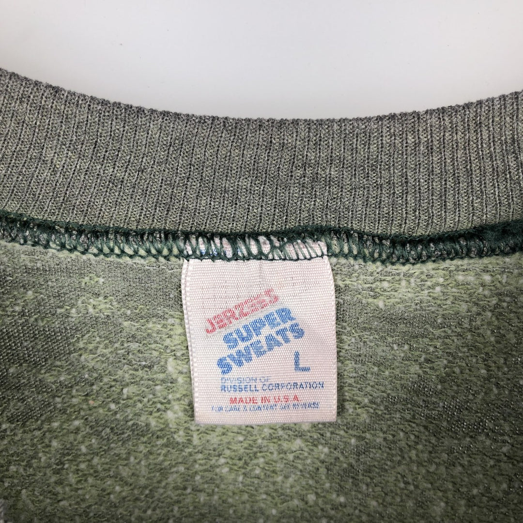 80s-90'S Jerzees Plain Blank Sweatshirt Trainer Made in USA Men's Size L Vintage polyester Khaki type Vintage Second Hand