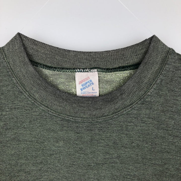 80s-90'S Jerzees Plain Blank Sweatshirt Trainer Made in USA Men's Size L Vintage polyester Khaki type Vintage Second Hand