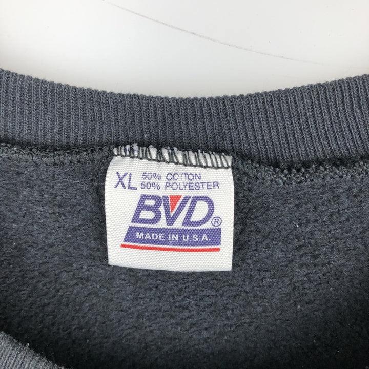 90'S BVD plain blank sweatshirt, sweatshirt, made in USA, men's XL size, vintage cotton black type Vintage Second Hand
