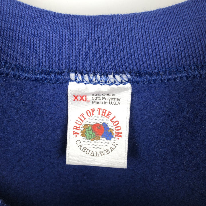 Vintage 90'S Fruit of the Loom plain blank sweatshirt, made in the USA, men's size XXL cotton navy blue type Vintage Second Hand