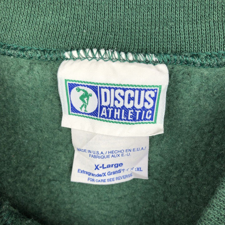 Discus Athletic Plain Blank Sweatshirt, Made in USA, Men's Size XL (approx.) cotton green type Vintage Second Hand