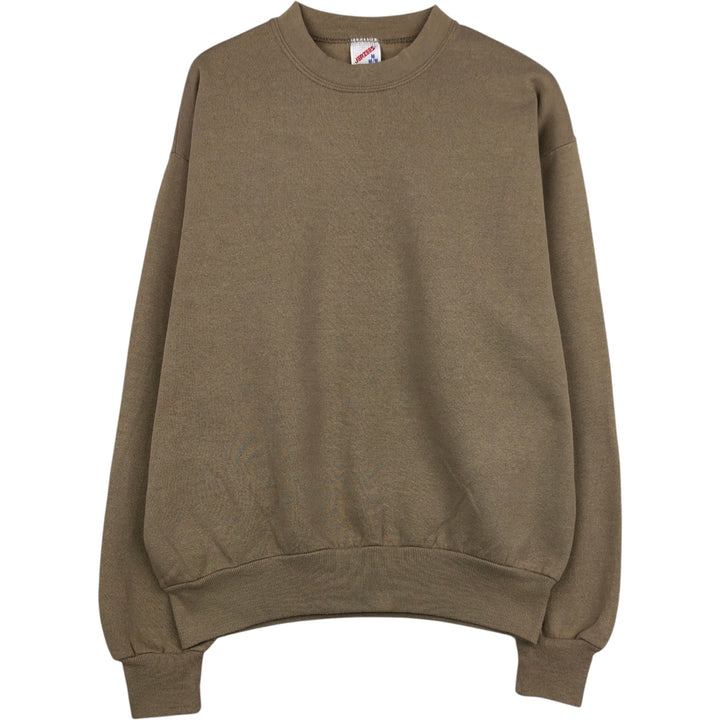 Jerzees Plain Blank Sweatshirt, Made in USA, Men's Size M (approx.) cotton Beige type Vintage Second Hand