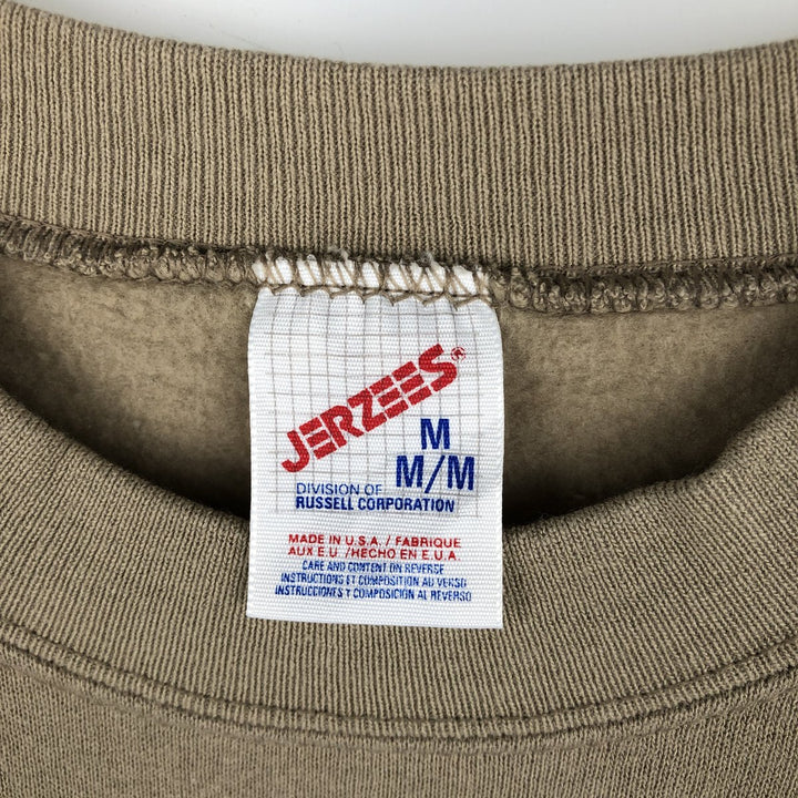 Jerzees Plain Blank Sweatshirt, Made in USA, Men's Size M (approx.) cotton Beige type Vintage Second Hand