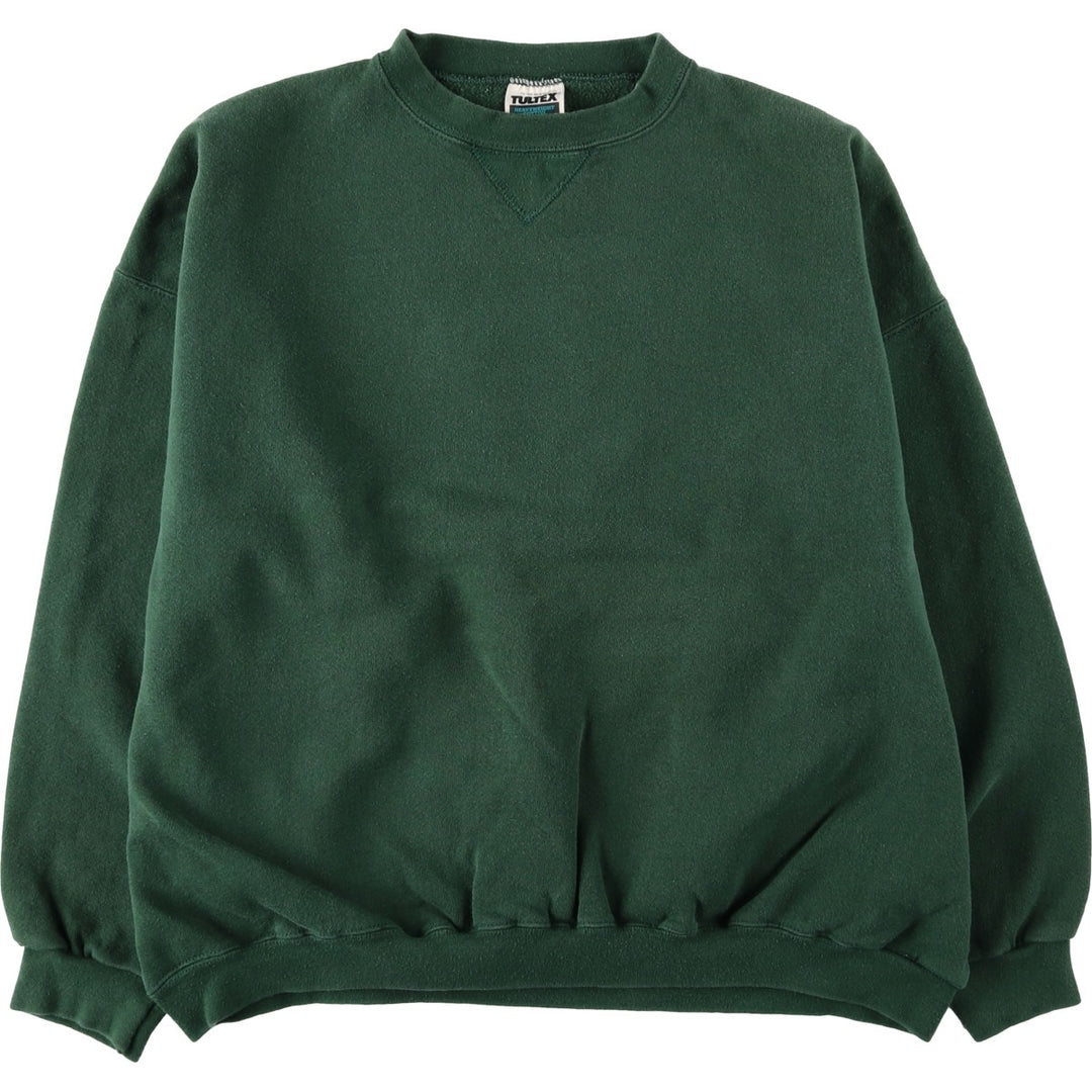 90'S Tultex Heavyweight Cotton Plain Blank Sweatshirt, Made in USA, Men's XL equivalent, Vintage cotton green type Vintage Second Hand