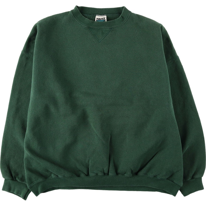 90'S Tultex Heavyweight Cotton Plain Blank Sweatshirt, Made in USA, Men's XL equivalent, Vintage cotton green type Vintage Second Hand