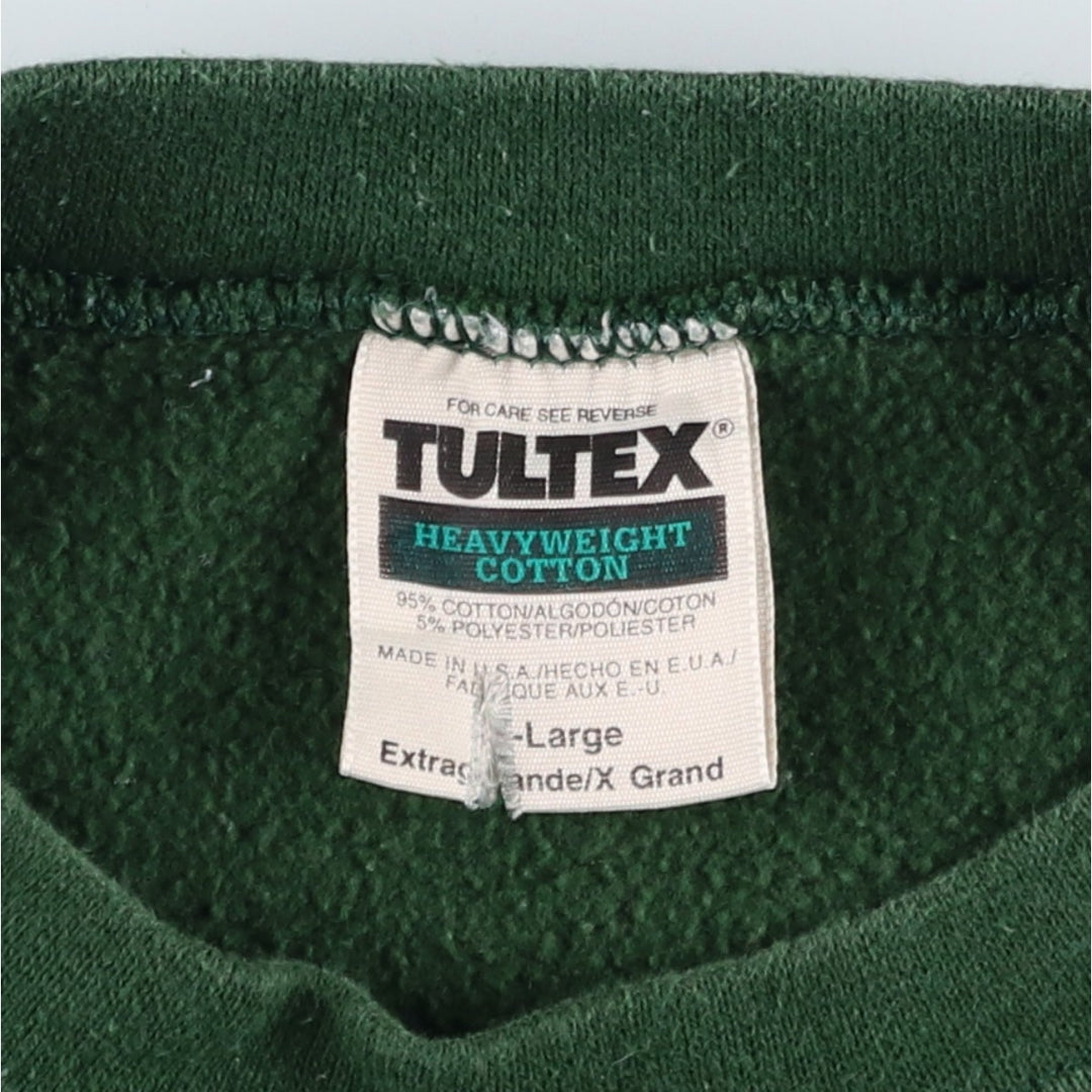90'S Tultex Heavyweight Cotton Plain Blank Sweatshirt, Made in USA, Men's XL equivalent, Vintage cotton green type Vintage Second Hand