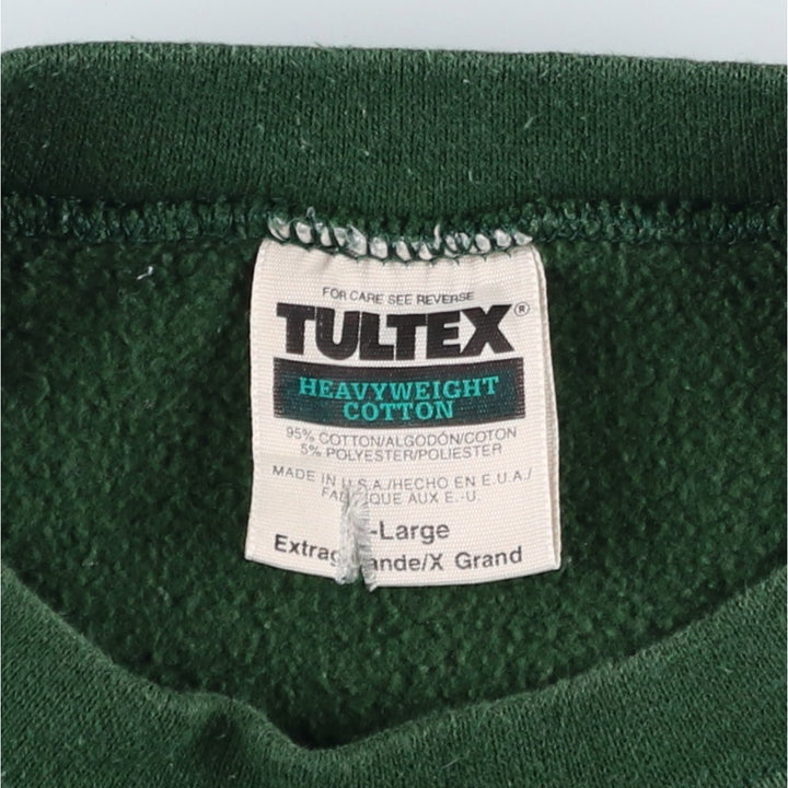 90'S Tultex Heavyweight Cotton Plain Blank Sweatshirt, Made in USA, Men's XL equivalent, Vintage cotton green type Vintage Second Hand