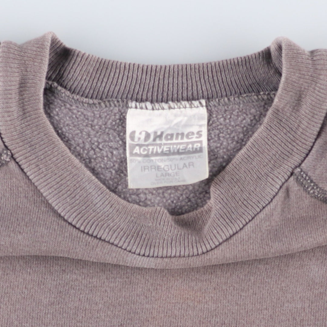 80s-90'S Hanes Irregular Activewear Plain Blank Sweatshirt, Made in USA, Men's Size L (Equivalent), Vintage cotton gray type Vintage Second Hand